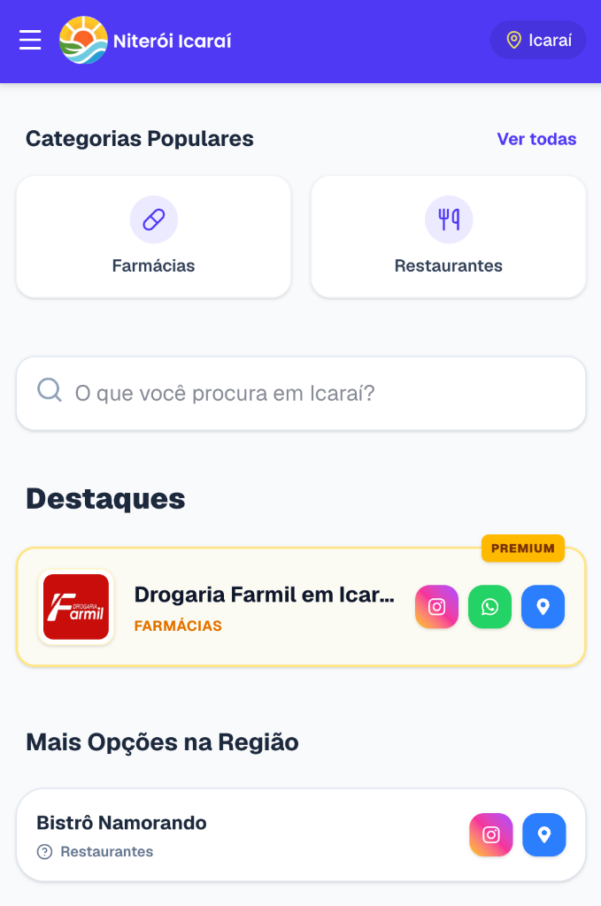 Print do Guia Icaraí no Celular
